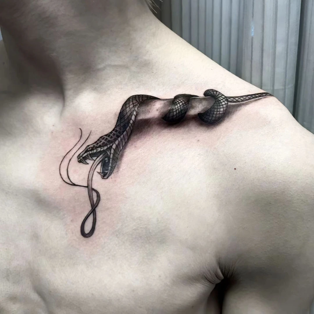 锁骨蛇纹 草本果汁纹身贴男帅气防水不反光半永久个性小臂暗黑