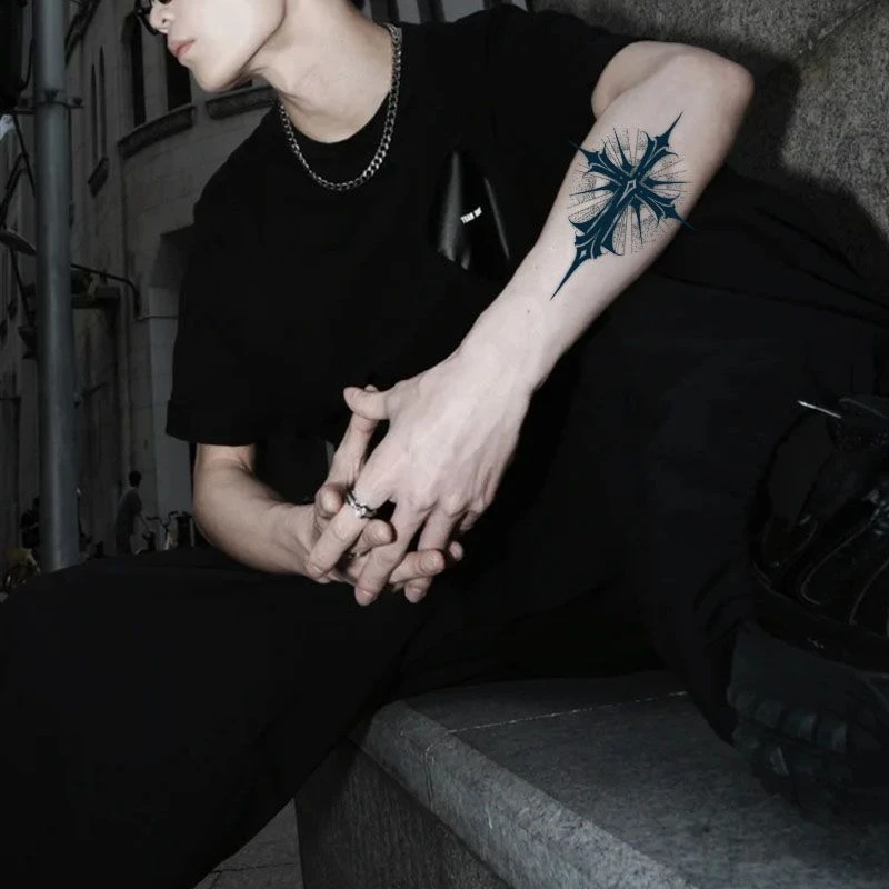 新款草本果汁纹身贴小臂暗黑系帅气防水不反光持久纹身贴逼真