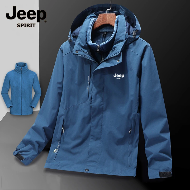 JEEP吉普冲锋衣男女三合一两件套户外防寒服防风防水进藏登山外套