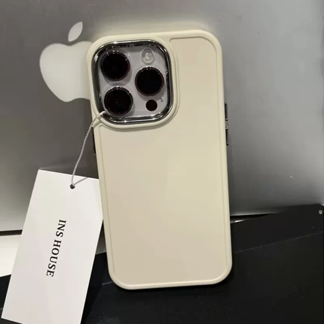 苹果15pro手机壳创意iPhone14简约13ProMax纯色软壳12电镀镜头11