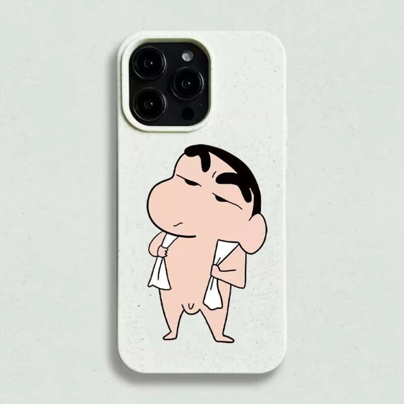 洗澡小新苹果14手机壳卡通iPhone13Promax搞怪12小众11可降解软壳