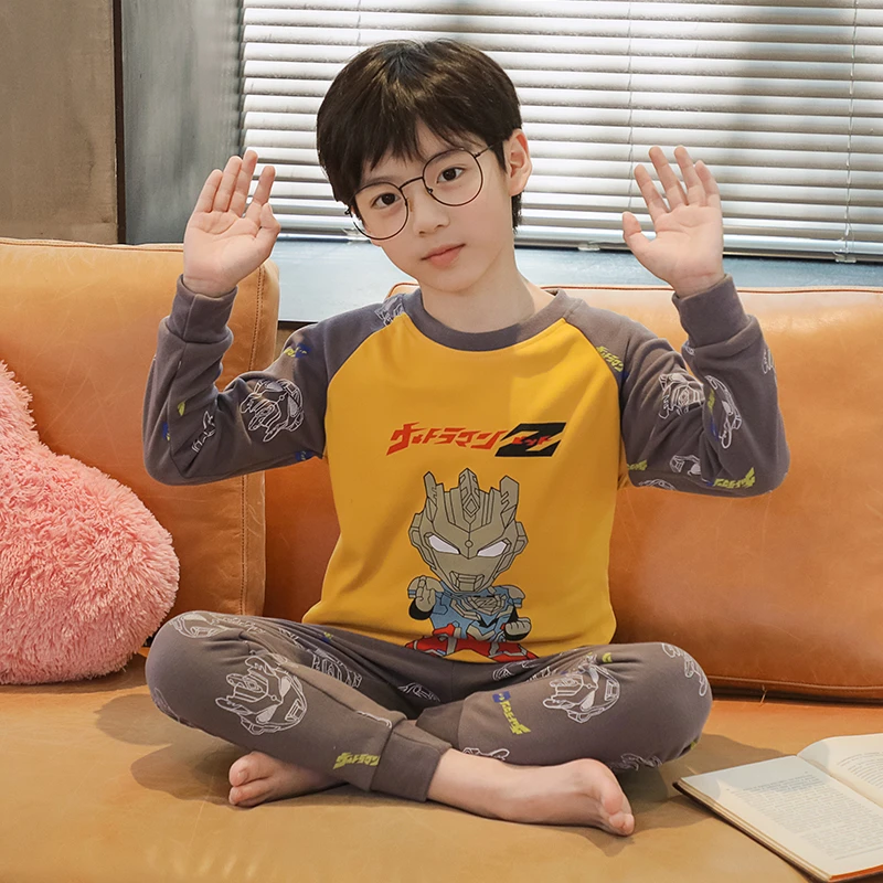 奥特曼德绒儿童保暖内衣男童2024新款春秋季大童男孩秋衣秋裤套装