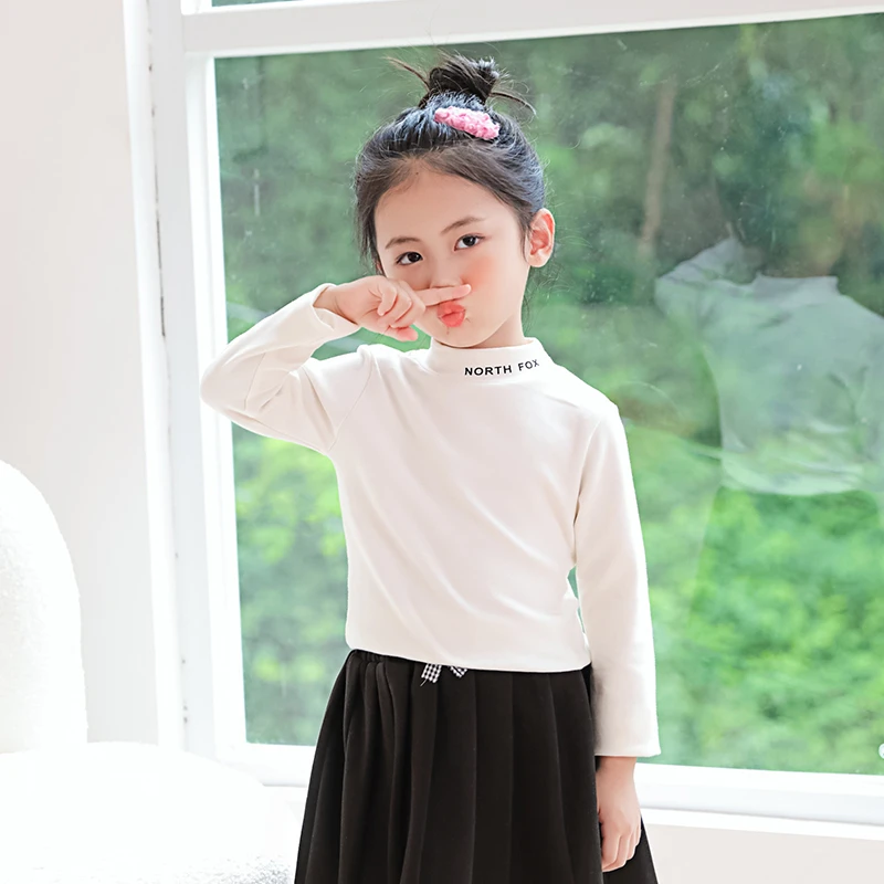 儿童半高领打底衫女童纯棉长袖秋装2025新款内搭t恤秋衣宝宝上衣