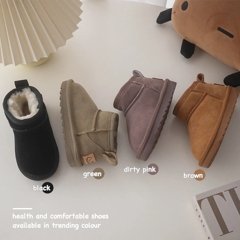 儿童雪地靴冬季女童短靴男童保暖大棉鞋加绒加厚棉靴防滑宝宝鞋子