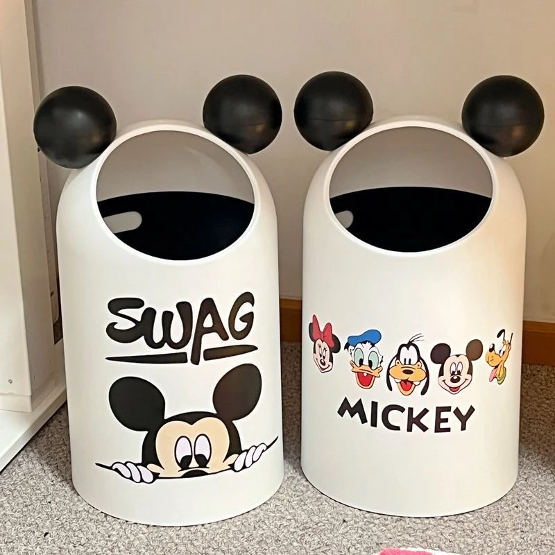 垃圾桶贴纸家用2023新款米奇卡通客厅卧室高颜值可爱大收纳桶贴纸