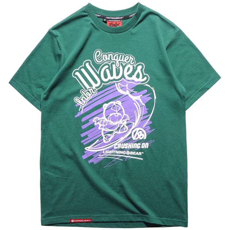 LNBR休闲熊電潮流 原创潮牌漫画卡通字母印花t恤加大特大夏季潮