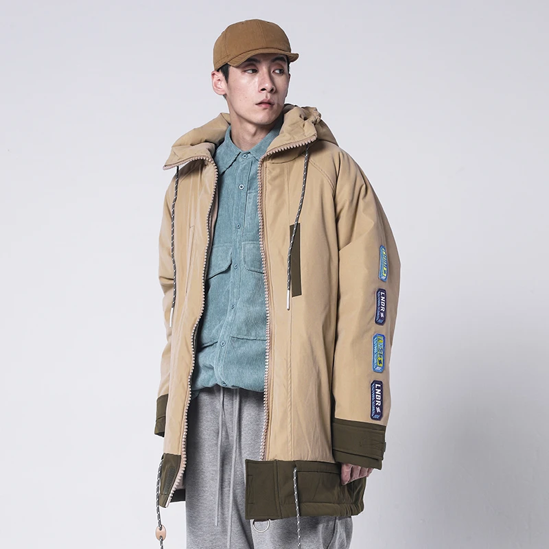 LNBR熊電保暖新款拼接大码男款棉服男装大码连帽加厚冬季棉服