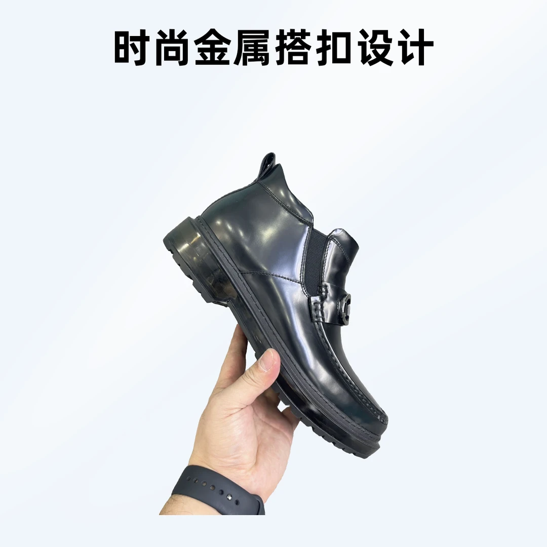 切尔西靴低跟漆皮英伦黑色潮流中筒加绒耐磨厚底筒靴休闲