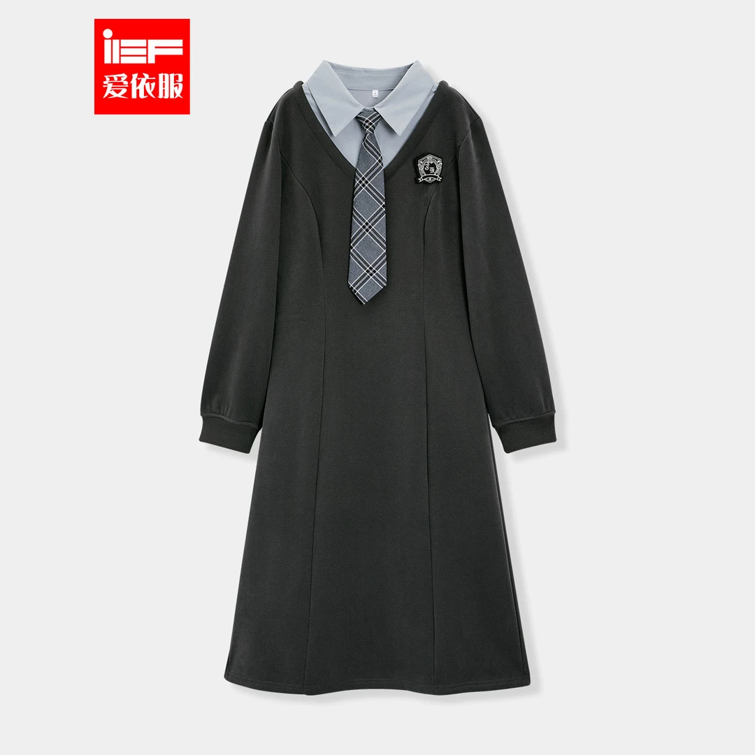 IEF/爱依服大码女装秋冬新款爆款五金女孩学院风连衣长裙时尚春秋