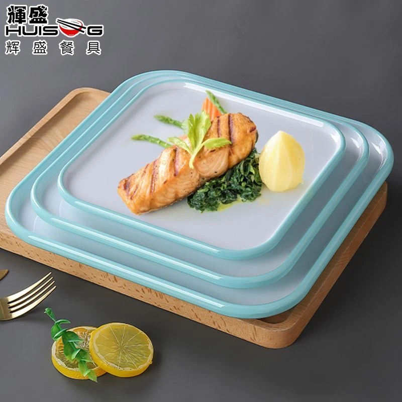 创意北欧密胺盘子菜盘四方餐盘商用餐厅饭店酒店烤肉平盘仿瓷餐具