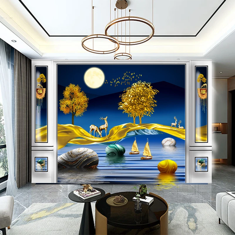 立体柱子美容院养生馆装修茶室办公室装修碳晶板竹木纤维板背景墙