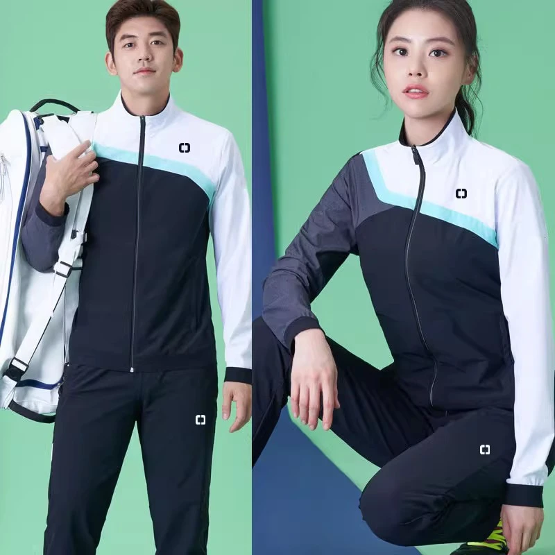 韩版秋冬季款羽毛球服长袖套装男女训练服外套长网球服速干运动服