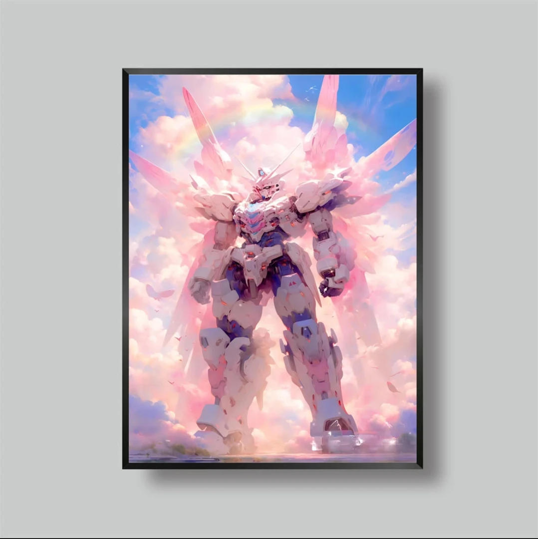 《高达系列》动漫天使粉高达卧室电竞房动漫装饰画40*60pvc e20