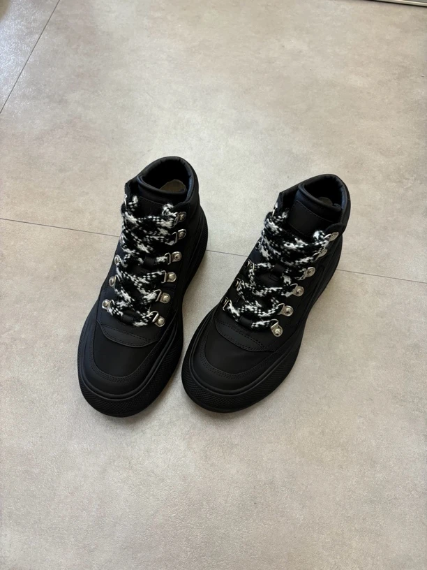 香家高品质棉鞋时尚百搭厚底5公分增高女鞋内里加绒秋冬保暖黑色