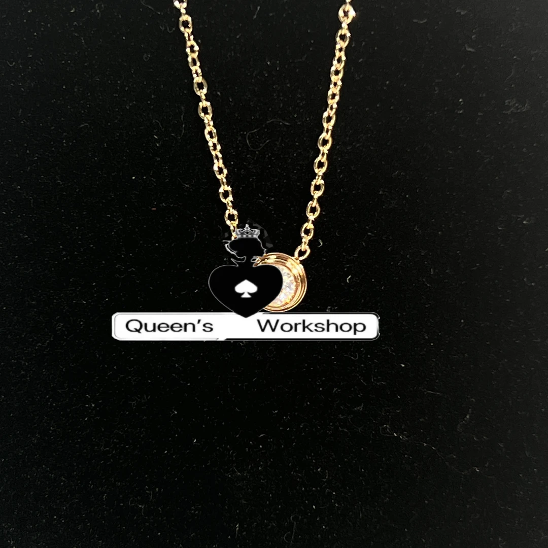 铜合金合成锆石吊坠 【Queen's】2534-99时尚飞碟单钻项链香槟金