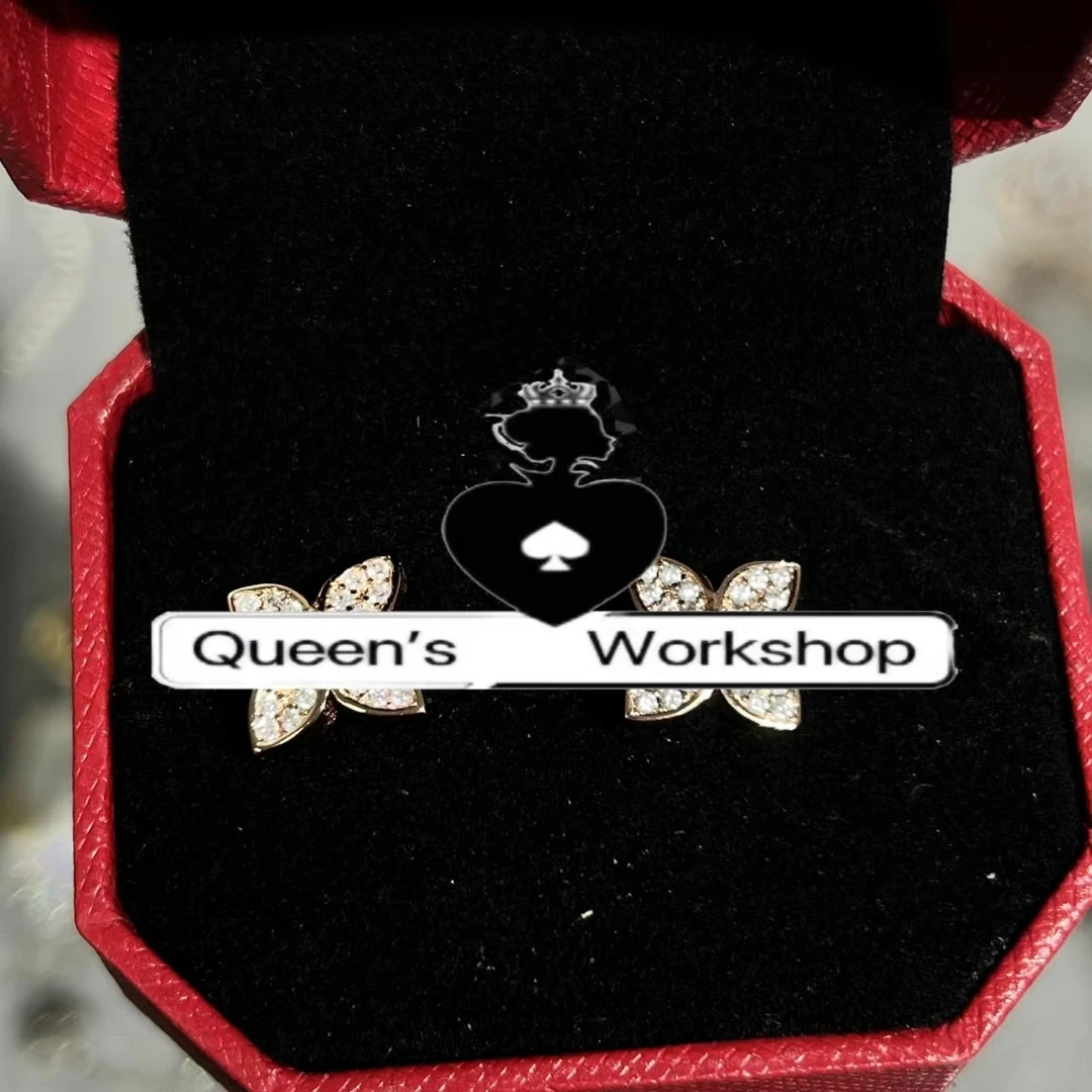 铜合金耳饰 【Queen's】7467-98时尚满钻老花耳钉香槟金