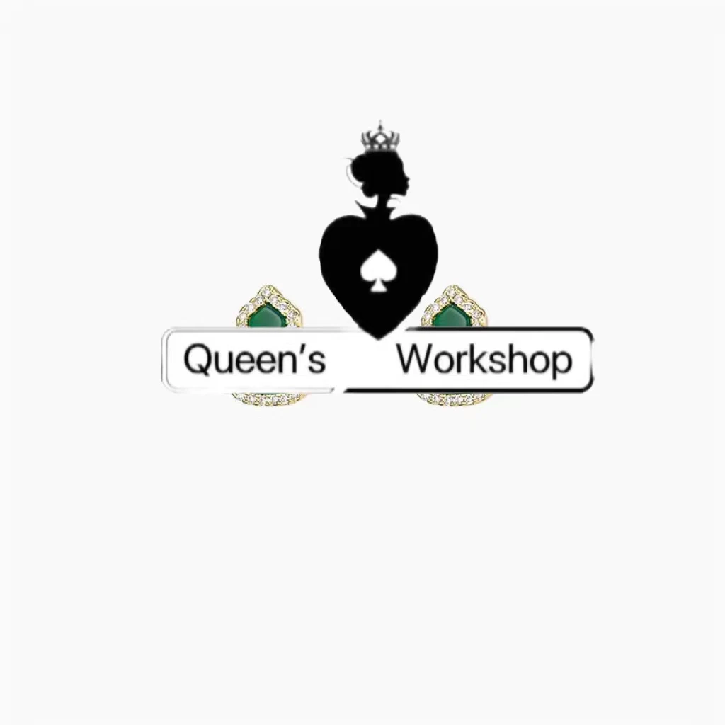 铜合金耳饰 【Queen's】15996-93时尚带钻绿葫芦耳钉香槟金