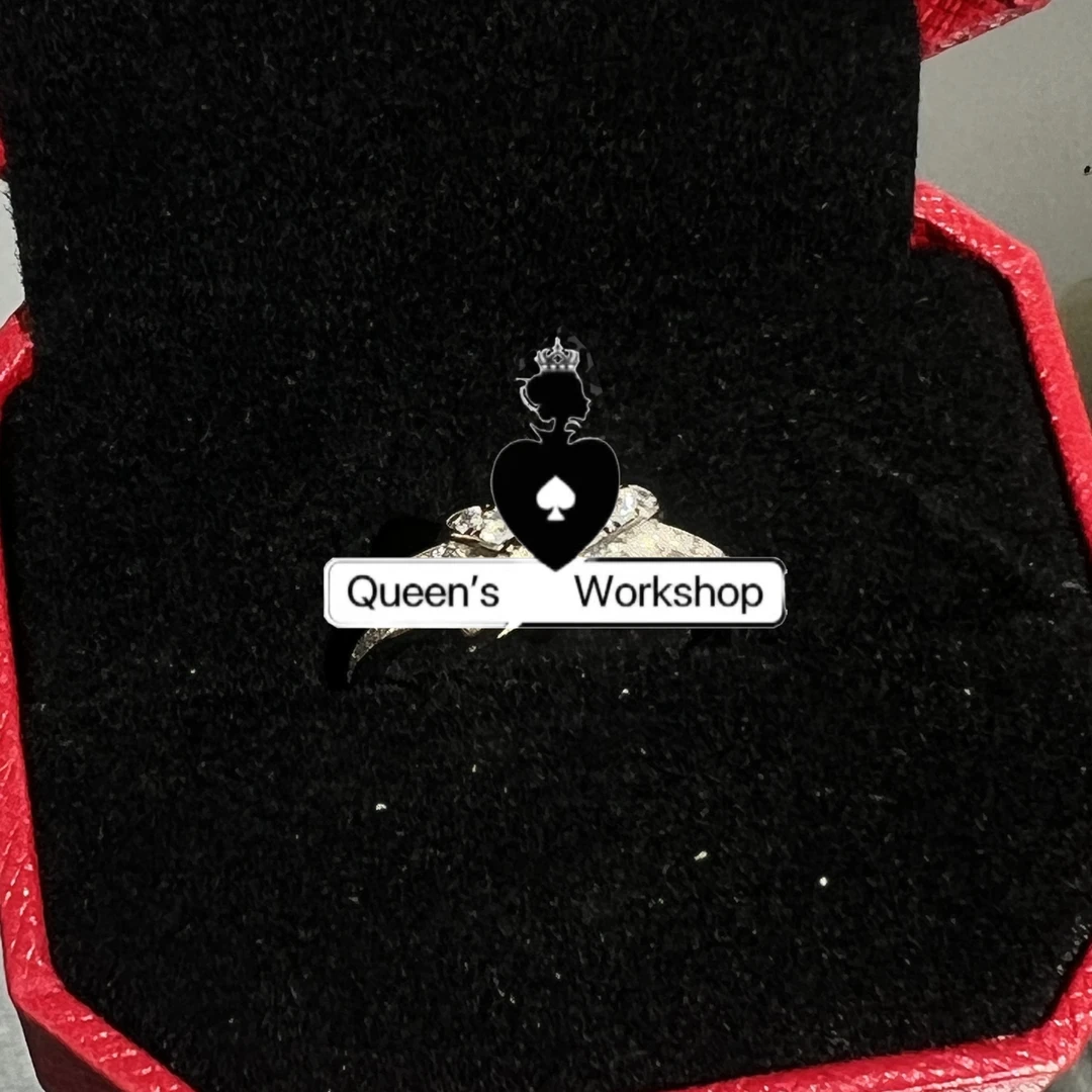 铜合金合成锆石戒指 【Queen's】7567-90轻奢满钻交叉戒指银色