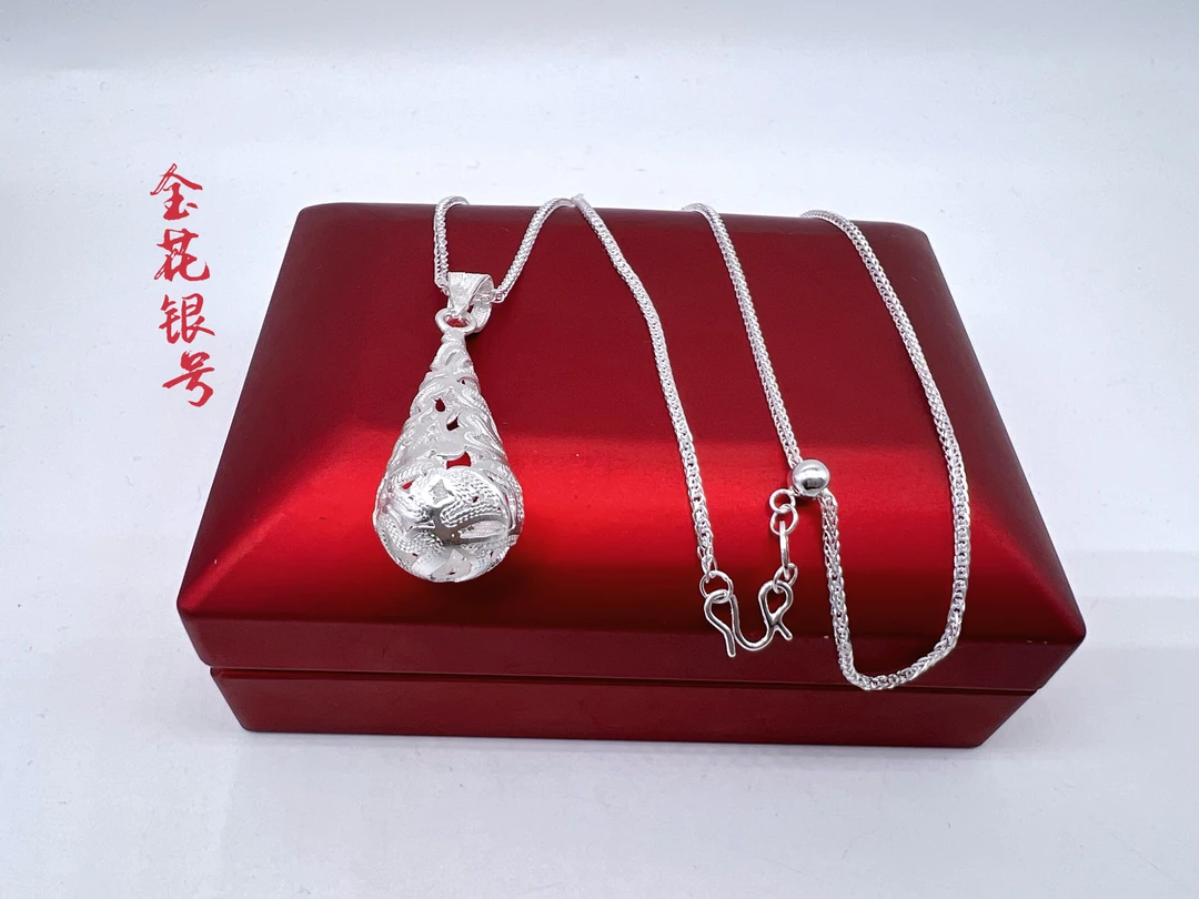 吊坠足银 足银项链{金花银号】心语心愿手工百搭气质经典精致掐丝