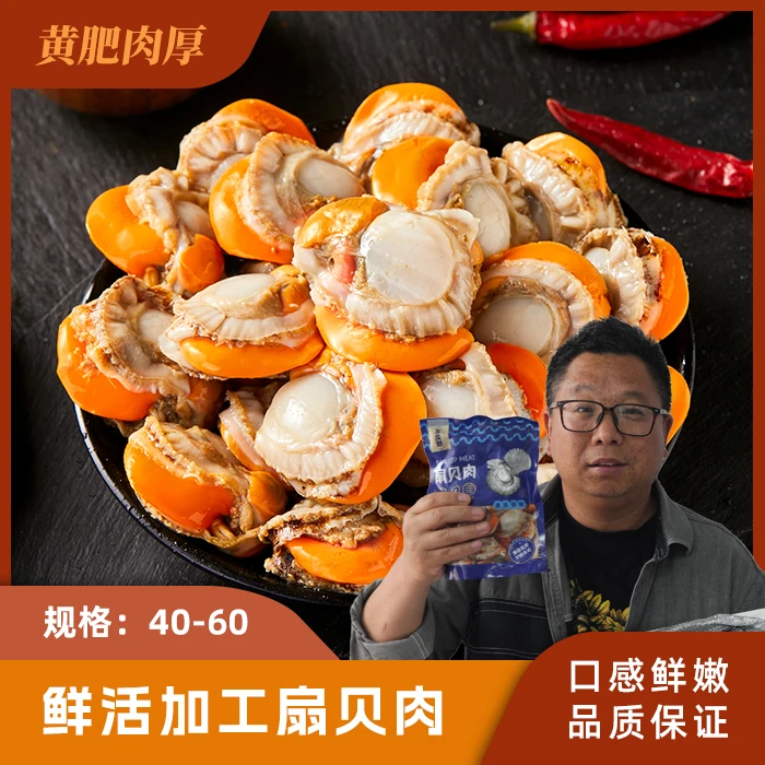 【买5包送5包】当季扇贝肉大号40-60带黄带膏无泥无沙辣炒蒜蓉顺丰