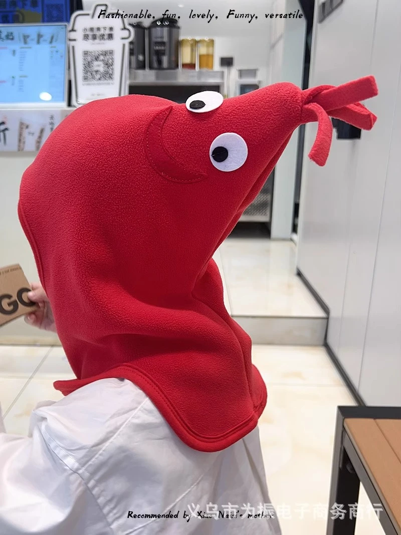 可爱儿童公鸡帽秋冬保暖防风护耳套头帽婴幼儿宝宝帽子围巾一体帽