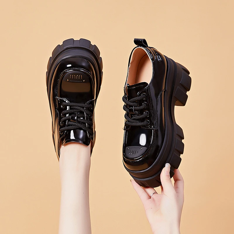 小个子增高9cm小皮鞋2024春季新款时尚网红女鞋百搭高跟乐福鞋女