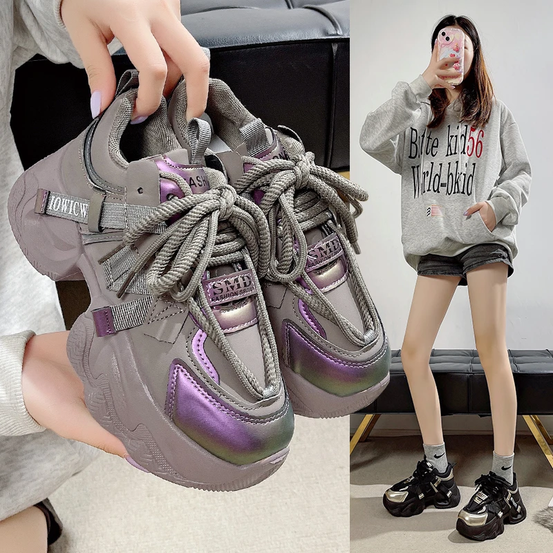 【香奈奢品】老爹鞋女2023新款秋冬厚底小个子加绒加厚休闲运动鞋女