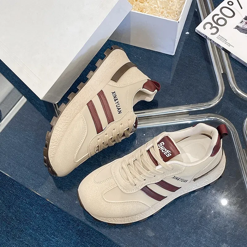 2024秋季新款小蛮腰阿甘鞋厚底显瘦休闲老爹鞋女复古德训鞋女