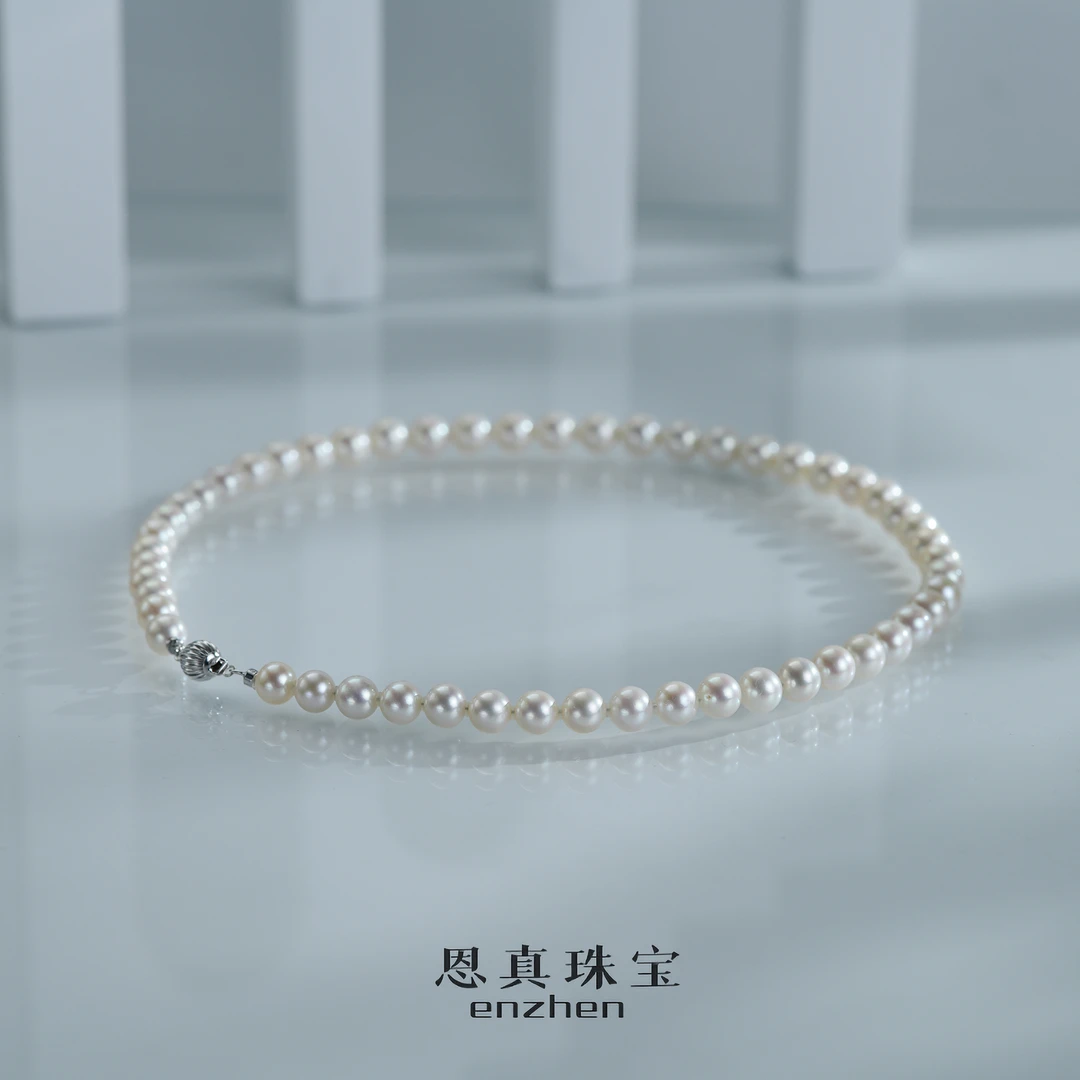 淡水无核珍珠时尚s925银灯笼扣经典满珠项链7-8mm 妈妈链简约百搭