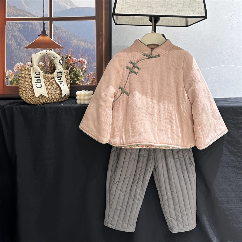 【现货】女童棉衣中国风冬季宝宝加厚儿童过年衣服两面穿棉袄棉内胆