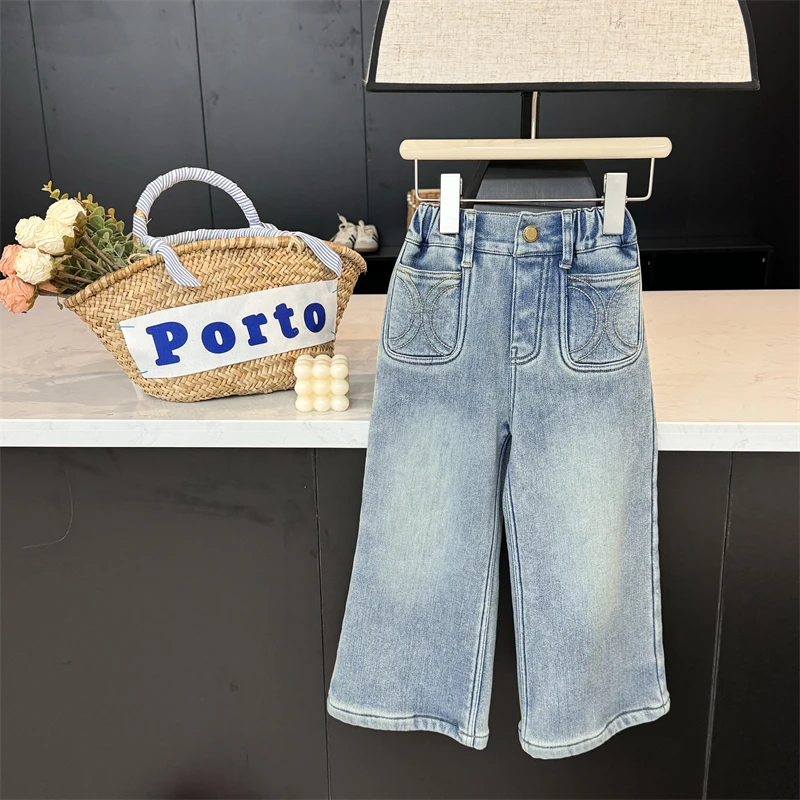 【现货】Leomama儿童加绒牛仔裤24冬季女童一体绒休闲裤保暖长裤