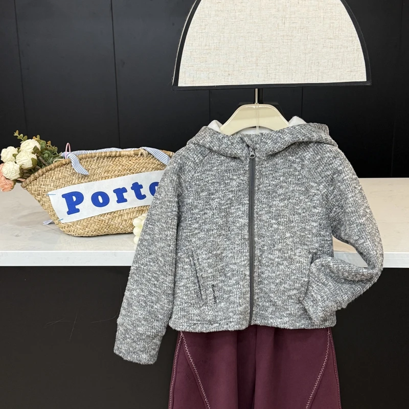 【现货】leomama童装女童外套秋冬儿童连帽拉链衫洋气加厚冬装上衣