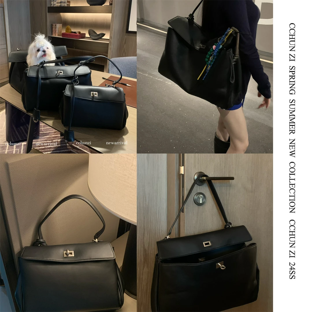 【CHUN ZI】24新款复古时尚单肩手提斜挎大包通勤百搭大容量女包