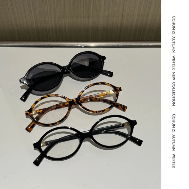 【CHUN ZI】欧美缪系 椭圆小框墨镜女高级感太阳镜