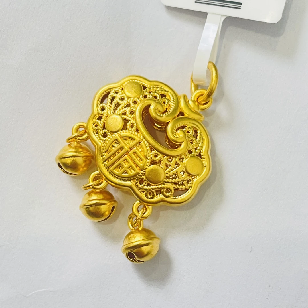 【旺旺专享】足金吊坠 无氰古法铃铛锁包 1.63