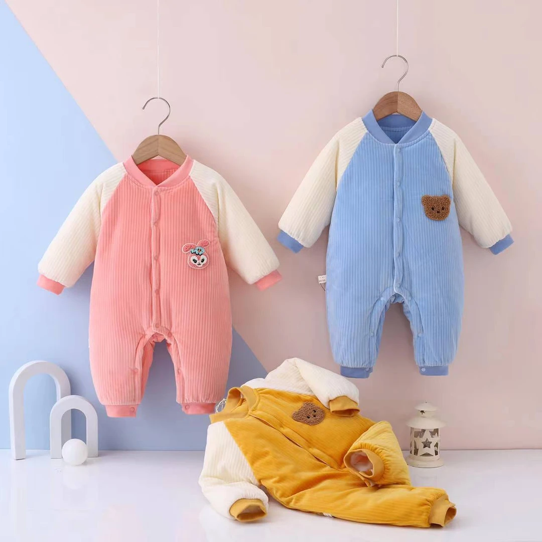宾利绒a类棉衣婴幼儿0-12月新生儿男女宝宝衣服家居服连体衣无骨