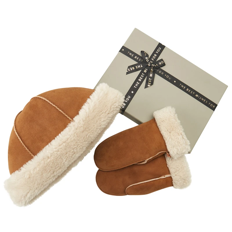 户外时尚皮毛一体真皮加厚皮闷子手套挂脖保暖冬季骑开车韩版学生