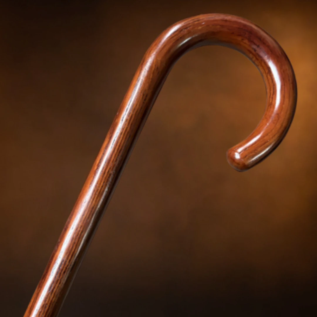 英伦复古弯钩手杖白蜡木拐杖一体实木拐棍高档漆面户外文明棍