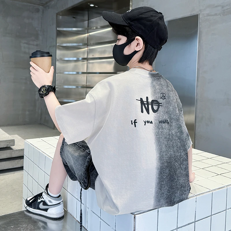 童装男童短袖夏装2024新款夏季儿童上衣大童纯棉T恤男孩痞帅气潮t