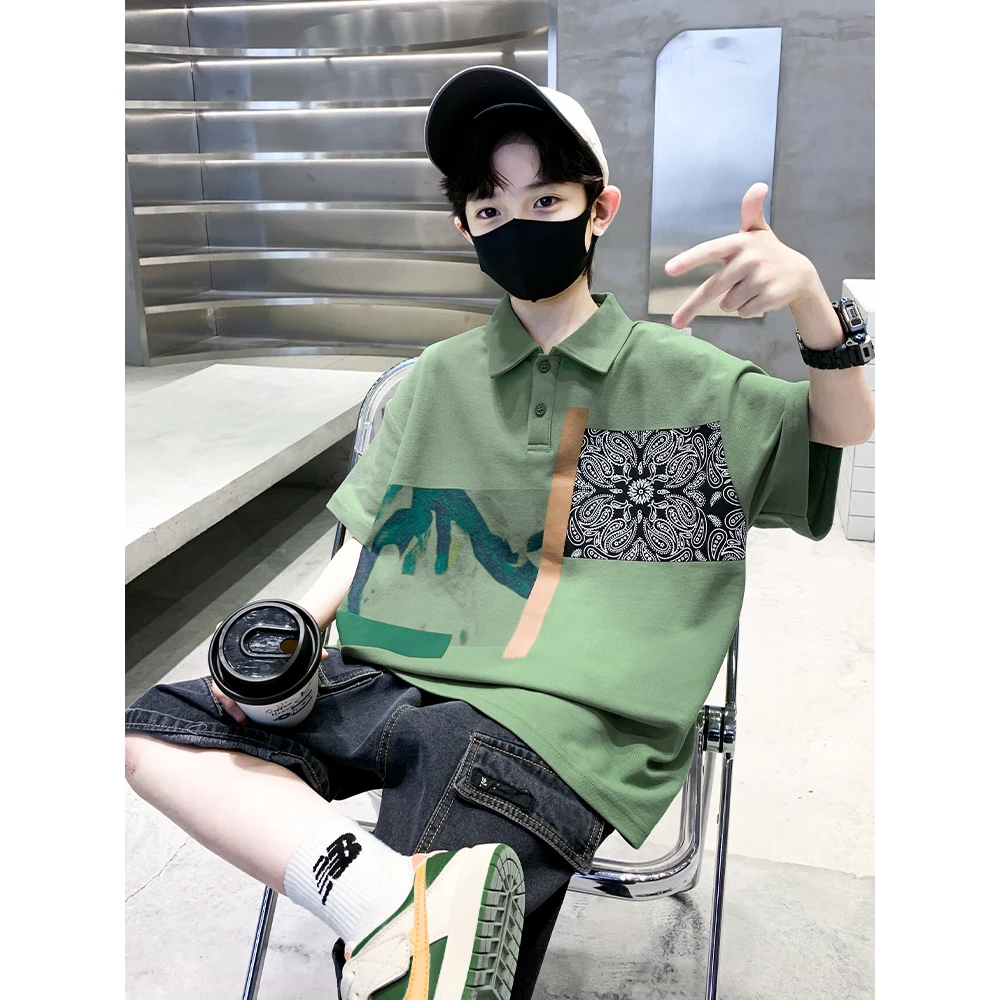 儿童装男童夏装T恤2025新款中大童夏季男孩夏款洋气Polo衫短袖潮t