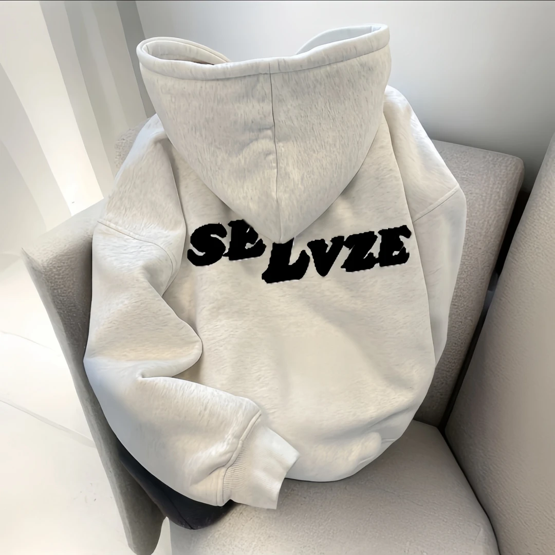 美式高街重磅连帽卫衣女加绒秋冬季时尚潮流宽松休闲卫衣保暖外套