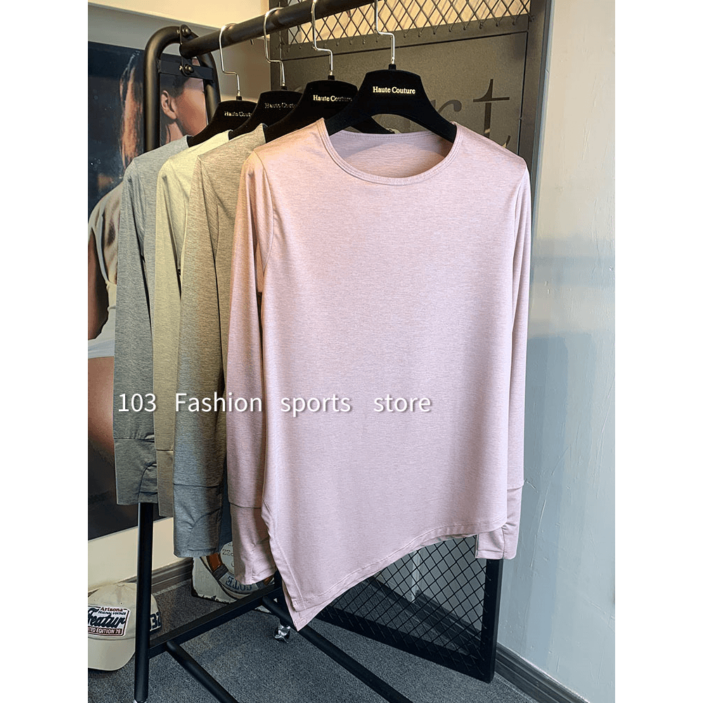 宽松瑜伽服T恤女长袖速干透气普拉提训练健身运动晨跑步罩衫大码