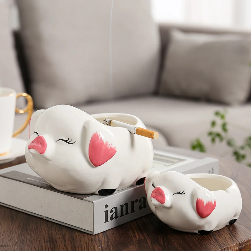 小猪猪烟灰缸创意个陶瓷性家用客厅轻奢办公室潮流烟缸