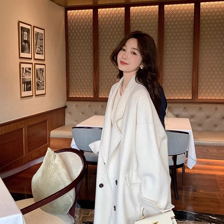 曼城韶光绵白双面羊毛大衣女秋冬高级感2024新款羊毛呢子毛呢外套