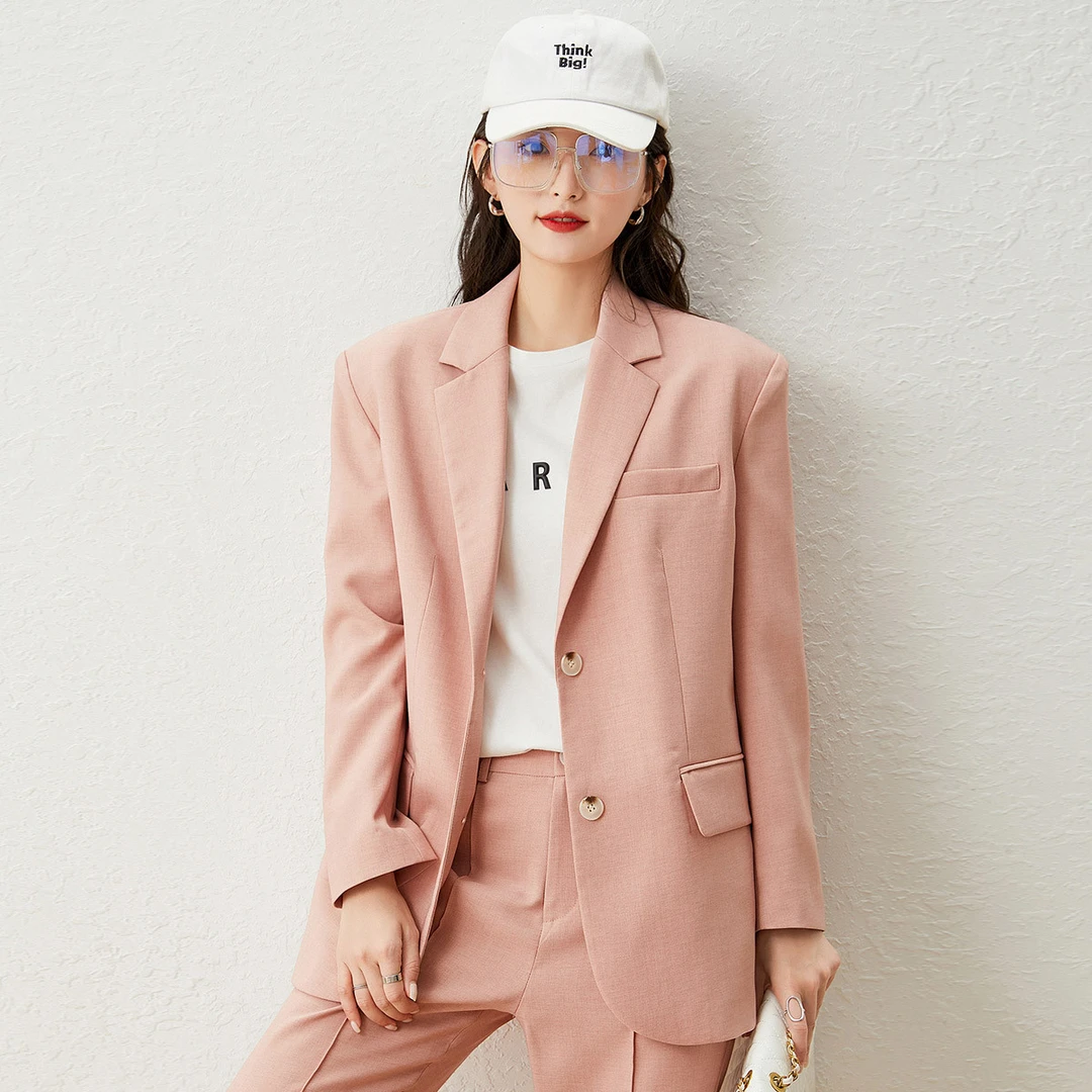 白鹿语气质时尚简约单排扣休闲显瘦宽松上衣外套女WBL22662