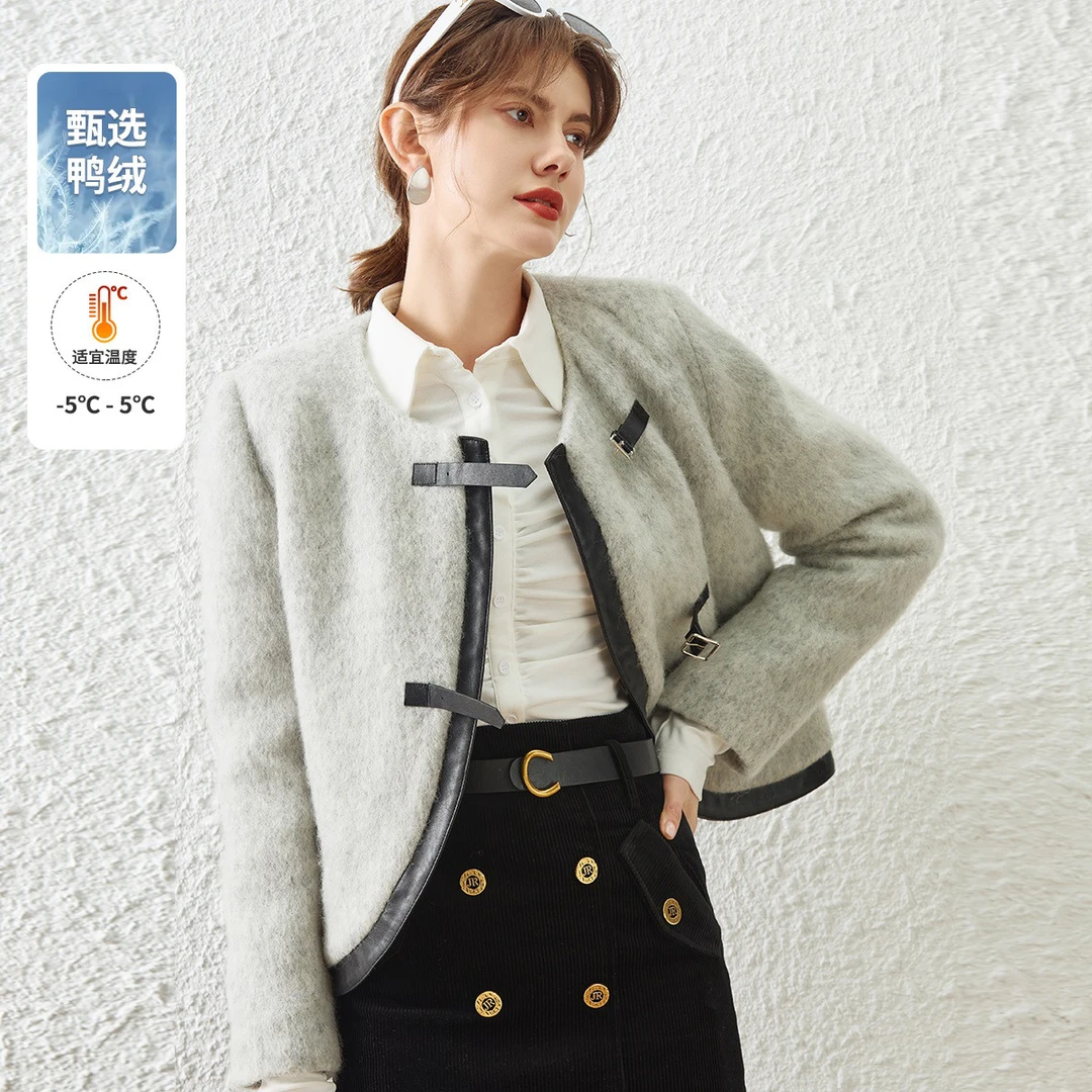 白鹿语秋冬新款时尚气质设计感百搭女装鸭绒羽绒服外套BX30028