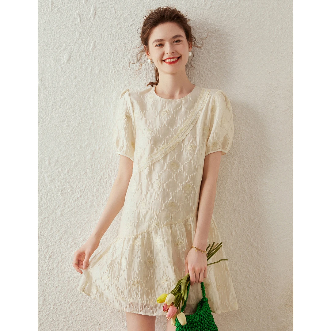 白鹿语【星空鱼尾裙】提花烫金刺绣旋转式剪裁收腰连衣裙WYU36463