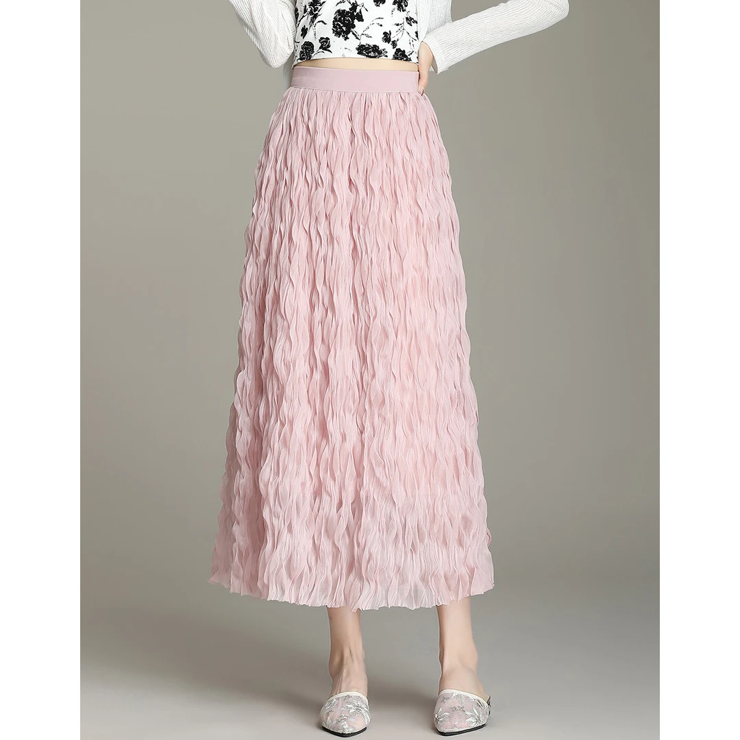 白鹿语春新款时尚气质百搭通勤多色高腰显瘦半身裙女YU10215