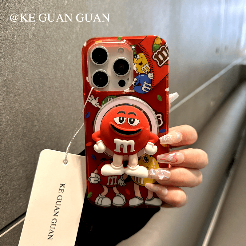 ins风网红创意M豆适用苹果15Promax磁吸手机壳iPhone14新款13潮牌