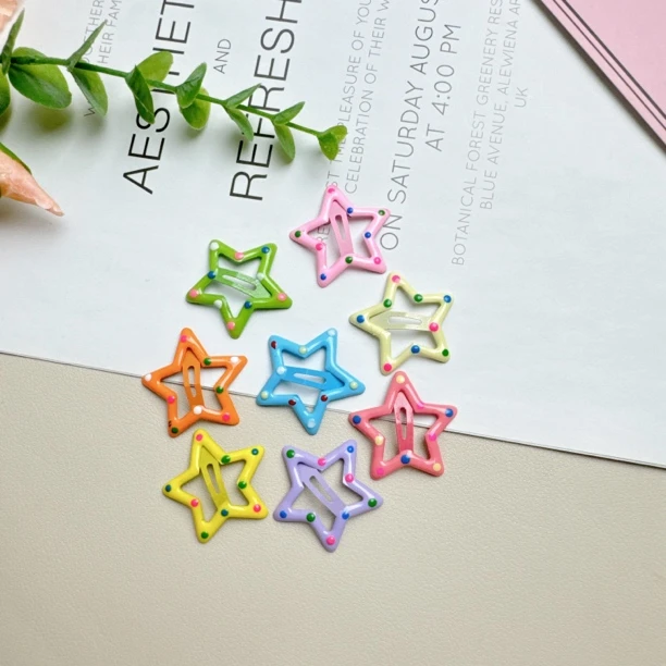 y2k彩色星星发夹儿童发卡五角星多巴胺子女可爱刘海头饰侧边